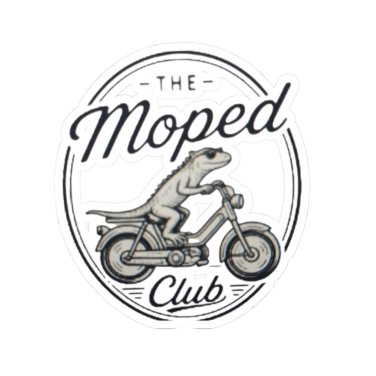 The Moped Club Lizard Riding Moped Kiss-Cut Sticker